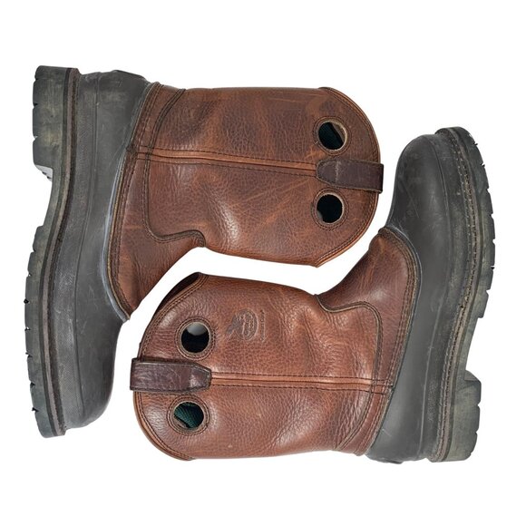 Georgia Mud Dog Pull-On Coffee Brown Leather & Rubber Work Boot Mens SZ 10.5M - Picture 8 of 10